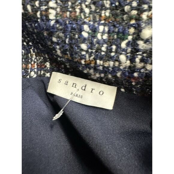 Sandro Double-breasted Bouclé-tweed Mini Dress in Black sz 38 M - Picture 13 of 16